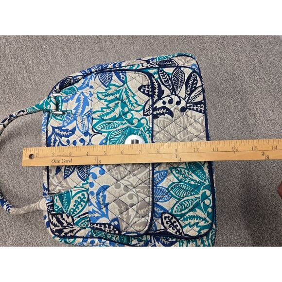 Vera Bradley Quilted Handbag Purse Blue Green Floral Print Shoulder Tote - Picture 10 of 10